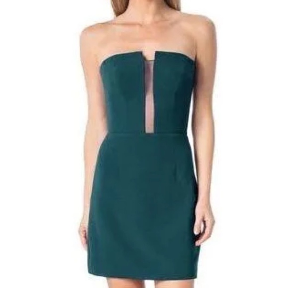 Dress the Population -Chloe Minidress - Small - Illusion Inset Strapless - Pine